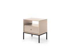 Тумба приліжкова Perfect Home Моно / Mono з 1 шухлядою та чорнми ніжками MS54 Беж пісочний жива фотографія