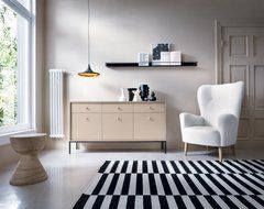 Комод Perfect Home Моно/Mono 3-дверный с 3 ящиками и черными ножками MKSZ154 Беж песочный реальная фотография