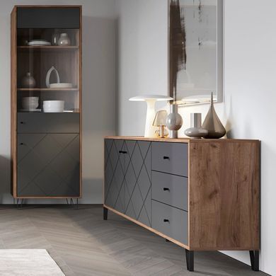 Комод MEBEL ELITE BACARDI 183 Дуб артизан / Графит реальная фотография
