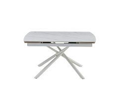 Стол Обеденный PHILIP CERAMIC Snow white Matt Bjorn 140(200)х90 Белый Эффект Мрамора реальная фотография