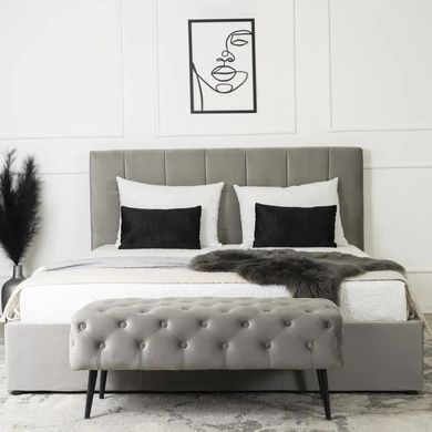 Кровать PANAMA Velvet Mebel Elite 160x200 см Серый реальная фотография