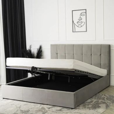 Кровать PANAMA Velvet Mebel Elite 160x200 см Серый реальная фотография