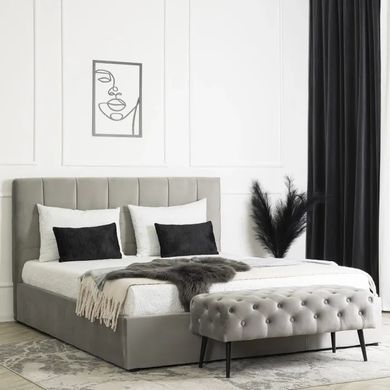 Кровать PANAMA Velvet Mebel Elite 160x200 см Серый реальная фотография
