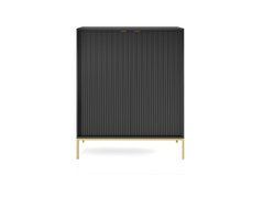 Комод высокий Perfect Home Новая/Nova 2-дверный с золотыми ножками K104 Черный реальная фотография