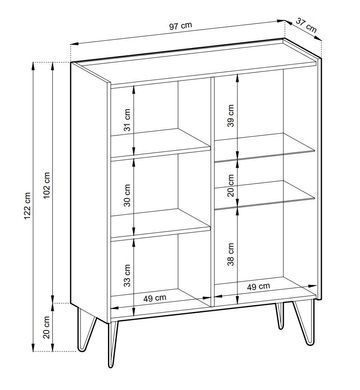 Витрина Perfect Home Гармони / Harmony 2-дверная с золотыми ножками WT97 Черный/черный мрамор роял реальная фотография