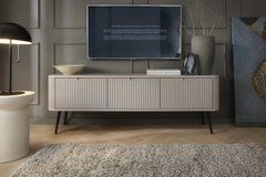 Тумба под телевизор Perfect Home Зова/Zova 3-дверная с черными ножками RTV168 Кашемир реальная фотография