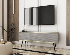 Тумба под телевизор Perfect Home Оро/Oro 2-дверная с черными ножками RTV135 MDF Серый реальная фотография