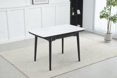 Стол Обеденный ASKOLD CERAMIC Snow White Matt Bjorn 110(140)х75 Белый Эффект Мрамора реальная фотография