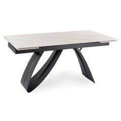Розкладний стіл DEVON Mebel Elite 160(220)х90 білий мармур / чорний жива фотографія