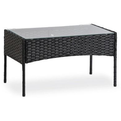 Набір садових меблів MEBEL ELITE MISSISSIPI (диван + 2 крісла + стіл) чорний / бежевий