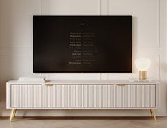 Тумба под телевизор Perfect Home Ланте/Lante 2-дверная с золотыми ножками 2D/163 Беж реальная фотография