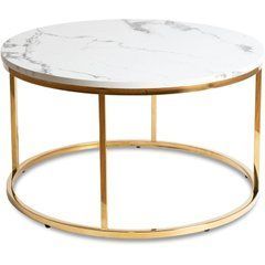 Журнальный столик CLIFF MAX MEBEL ELITE 80x80 Белый мрамор реальная фотография