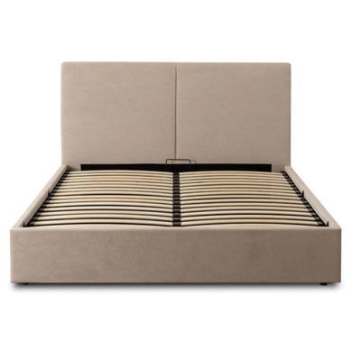 Кровать MARSYLIA Mebel Elite 160x200 из бежевой ткани с контейнером реальная фотография