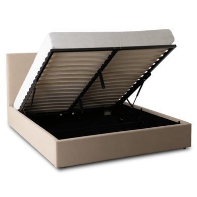 Кровать MARSYLIA Mebel Elite 140х200 вельветовая бежевая с контейнером реальная фотография