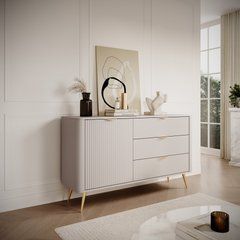 Комод Perfect Home Ланте / Lante 1-дверний з 3 шухлядами і золотими ніжками 1D3S/138 Беж жива фотографія