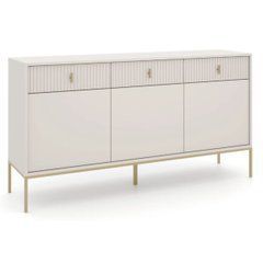 Комод MEBEL ELITE MARCOS 154 см кашемір рифлений / золото жива фотографія