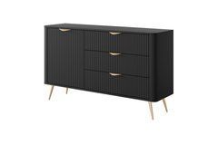 Комод Perfect Home Ланте / Lante 1-дверний з 3 шухлядами і золотими ніжками 1D3S/138 Чорний жива фотографія