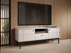 Тумба под ТВ Perfect Home Джапанди / Japandi RTV154 2-дверная с 1 ящиком Кашемир реальная фотография