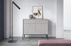 Комод Perfect Home Нова / Nova 2-дверний з 2 шухлядами і чорними ніжками KSZ104 Сірий жива фотографія