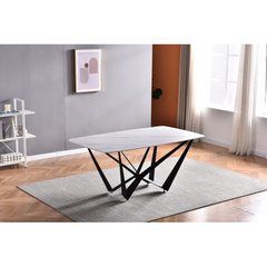Стіл DALI CERAMIC Intarsio 180х90 Сірий Ефект Мармуру жива фотографія