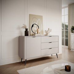 Комод Perfect Home Ланте / Lante 1-дверний з 3 шухлядами і чорними ніжками 1D3S/138 Беж жива фотографія