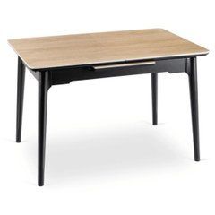 Керамический стол SAMER Mebel Elite 120(160)х80 Дуб/Черный реальная фотография