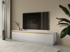 Тумба под ТВ Perfect Home Роял / Royal RTV180 3-дверная Белый реальная фотография