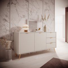 Комод Perfect Home Ланте / Lante 2-дверний з 3 шухлядами і золотими ніжками 2D3S/163 Беж жива фотографія