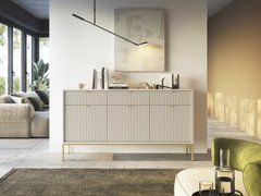 Комод Perfect Home Нова / Nova 3-дверний з 3 шухлядами і золотими ніжками KSZ154 Кашемір жива фотографія