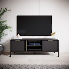 Тумба под телевизор Perfect Home Ларс/Lars 2-дверная 2D/153 Антрацит реальная фотография