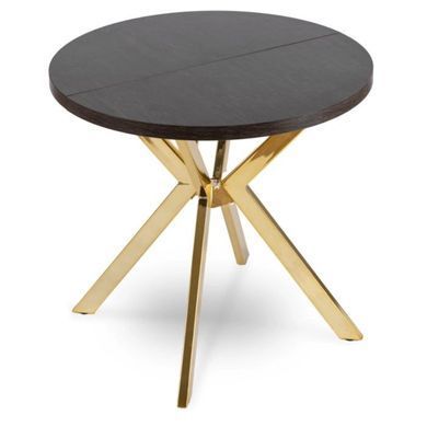 Стіл розкладний MEBEL ELITE DORIAN 80(160)х80 см чорний / золотий жива фотографія