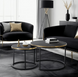 Комплект журнальних столиків MEBEL ELITE ARON, 70/47 і 50/42 см, Чорний мармур / Золото
