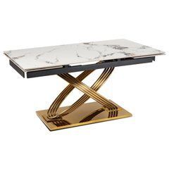Розкладний стіл IBIZA Mebel Elite 160(240)х90 Білий мармур/золото жива фотографія