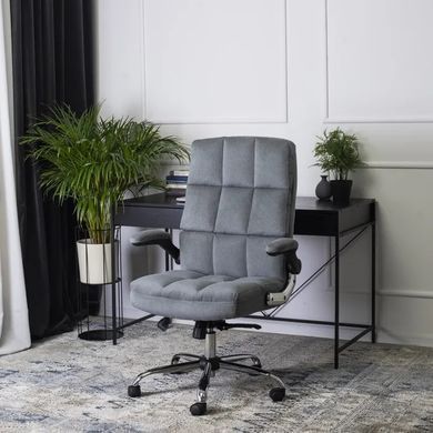 Стілець офісний поворотний MEBEL ELITE LONDON тканина Сірий жива фотографія