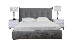 Ліжко ТЕАНА Velvet Prestol 160x200 Світло Сірий жива фотографія