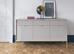 Комод Perfect Home Нова / Nova 3-дверний з 3 шухлядами і золотими ніжками KSZ154 Сірий жива фотографія