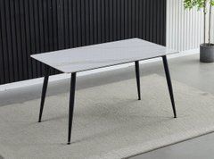Стол KING CERAMIC Intarsio 140x80 Белый Глянец Керамика Черный Мат реальная фотография