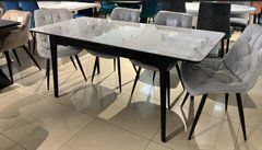 Стол раскладной BERLIN CERAMIC Intarsio 140(180)x80 Белый Глянец Керамика Черный реальная фотография