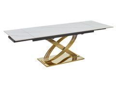 Стол HERMES II Signal 160(240)*90 белый эф.мрамора/золото реальная фотография