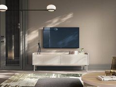Тумба под телевизор Perfect Home Левел / Level 2-дверная 2D/153 Беж/дуб сканди реальная фотография
