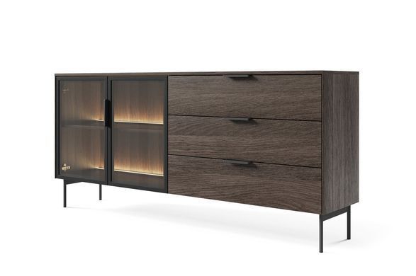 Комод с подсветкой Perfect Home Луми / Lumi 2D3S/181 2-дверный с 3 ящиками Дуб Дунин реальная фотография