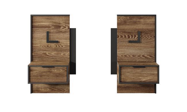 Ліжко з 2 тумбами СТОКГОЛЬМ Prestol 160x200 Каштан / Антрацит жива фотографія