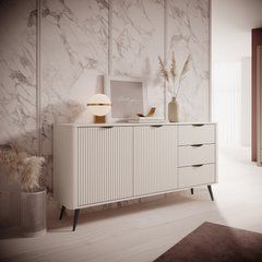 Комод Perfect Home Ланте / Lante 2-дверний з 3 шухлядами і чорними ніжками 2D3S/163 Беж жива фотографія