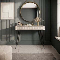 Стіл туалетний Perfect Home Ланте / Lante 1S/100 з 1 шухлядою і чорними ніжками Беж жива фотографія