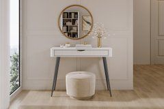 Стіл туалетний Perfect Home Ланте / Lante 1S/100 з 1 шухлядою і чорними ніжками Білий жива фотографія