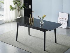Стол раскладной BERLIN CERAMIC Intarsio 140(180)x80 Черный Мат Керамика Черный реальная фотография