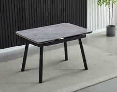 Стол раскладной MADRID CERAMIC Intarsio 120(180)*85 Серый Глянец Черный реальная фотография