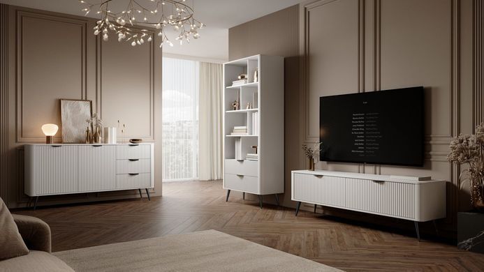 Комод Perfect Home Ланте/Lante 2-дверный с 3 ящиками и черными ножками 2D3S/163 Белый реальная фотография