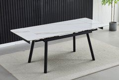 Стіл розкладний MADRID CERAMIC Intarsio 140(200)*85 Білий Глянець Чорний жива фотографія