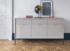 Комод Perfect Home Нова / Nova 3-дверний з 3 шухлядами і чорними ніжками KSZ154 Сірий жива фотографія